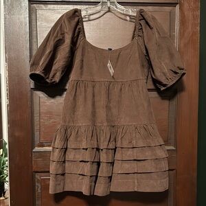 NWT brown corduroy puff sleeve mini dress American Eagle